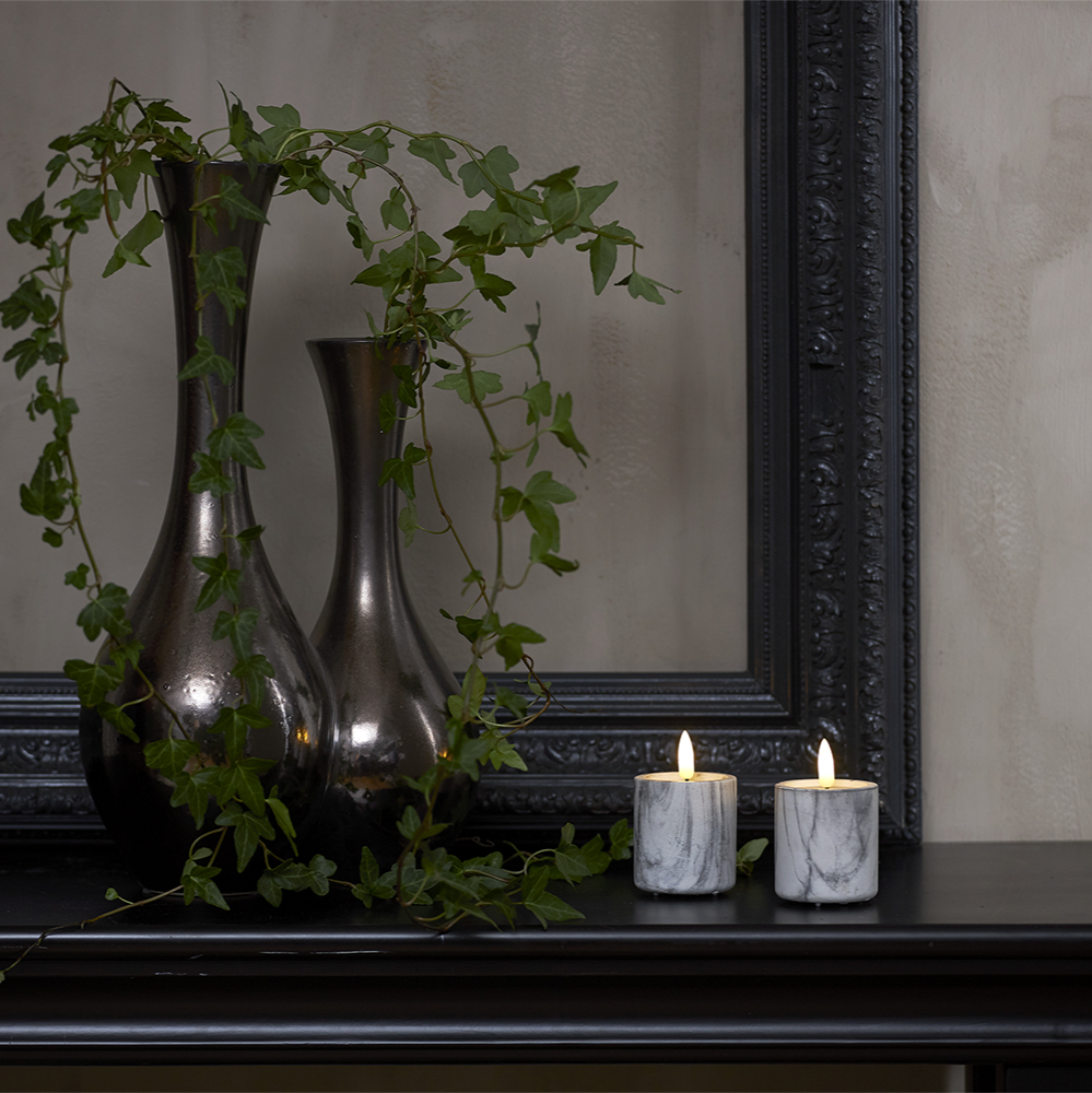 LED-Kerze 'Flamme Marble' 2er-Set
