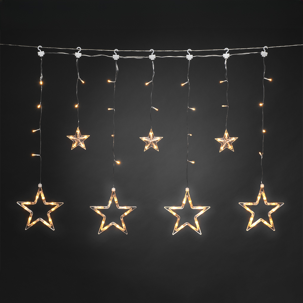 Sternen LED Lichtervorhang mit 77 bernsteinf. LED