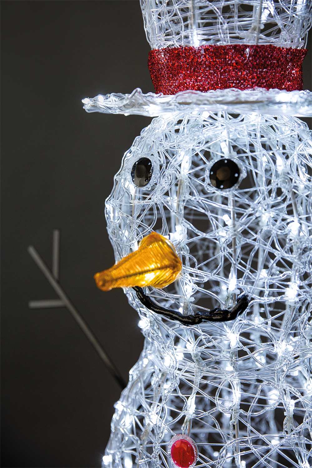 LED Acryl Schneemann Figur | 90cm mit 7 Lichtereffekten und Timer Funktion