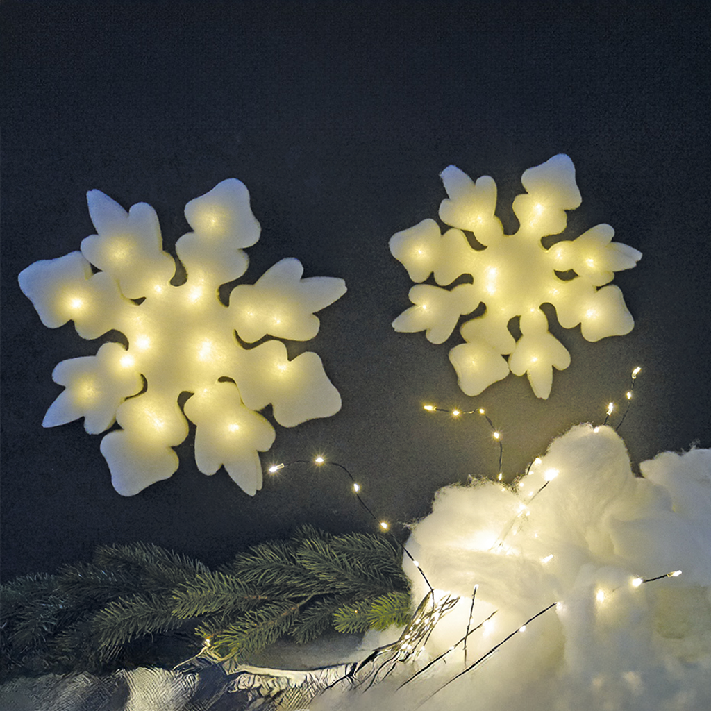 Weihnachtliche Deko - LED Schneeflocke 40cm mit Timer Funktion