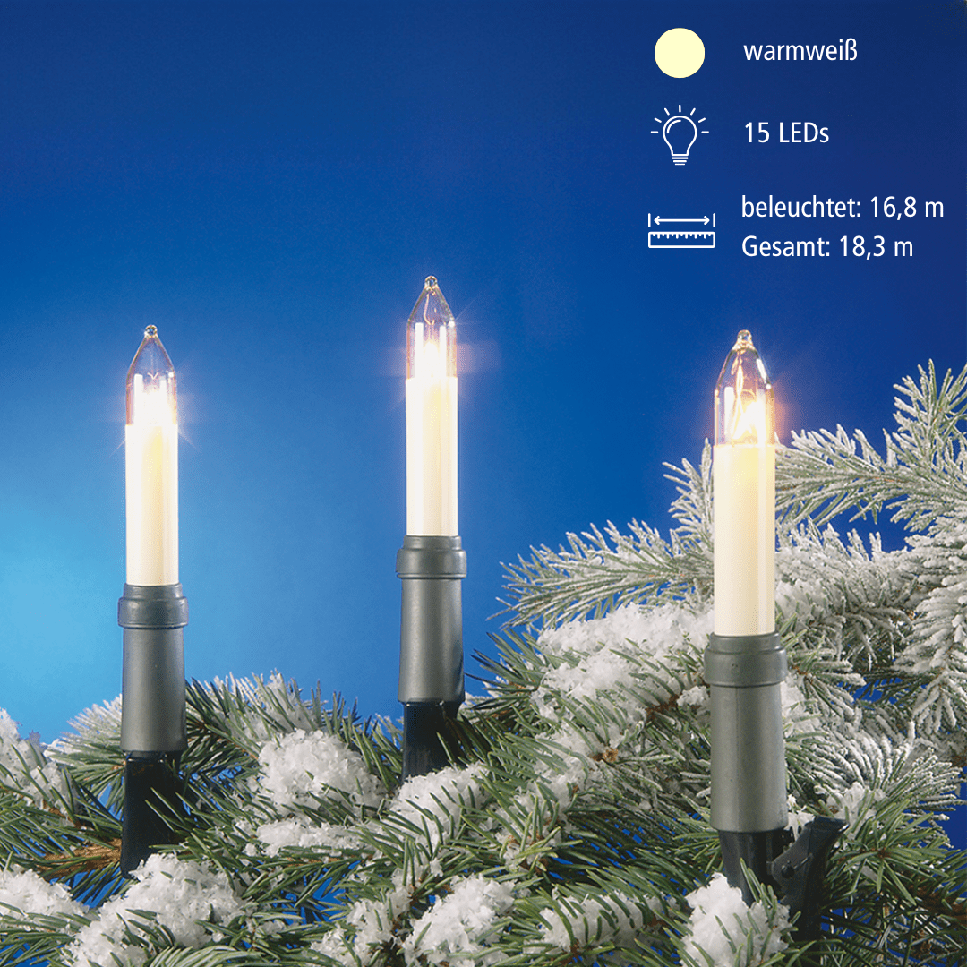 Außenkette mit LED - Schaftkerzen - WeihnachtsladenEGB