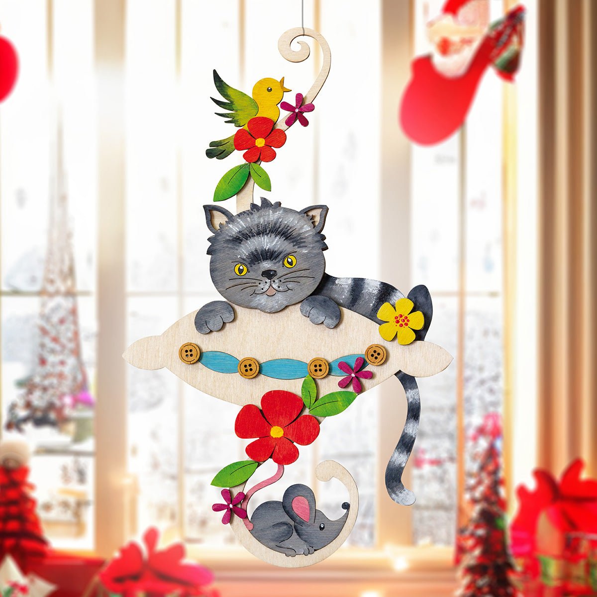 Bastelset Fensterbild 'Katze' - WeihnachtsladenDrechslerei Kuhnert