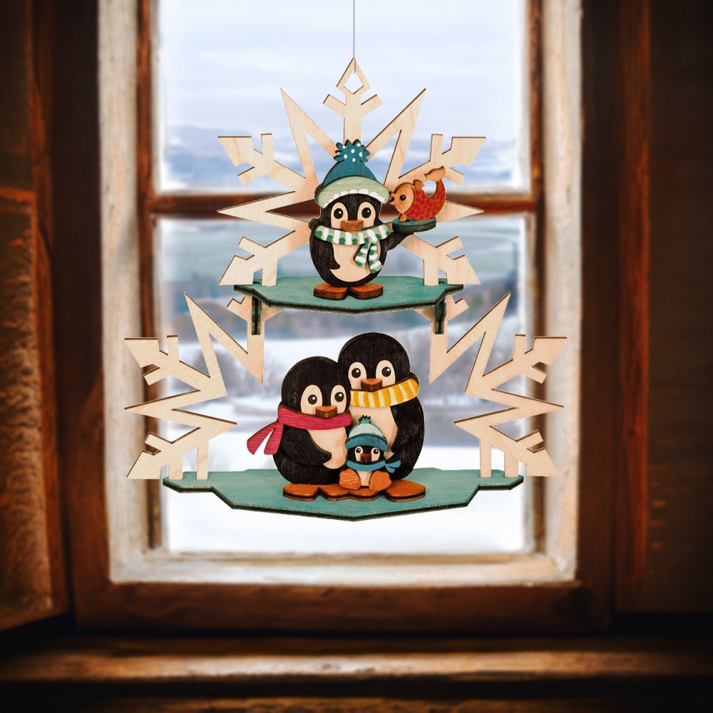 Bastelset 'Fensterbild Pinguinfamilie' - WeihnachtsladenDrechslerei Kuhnert