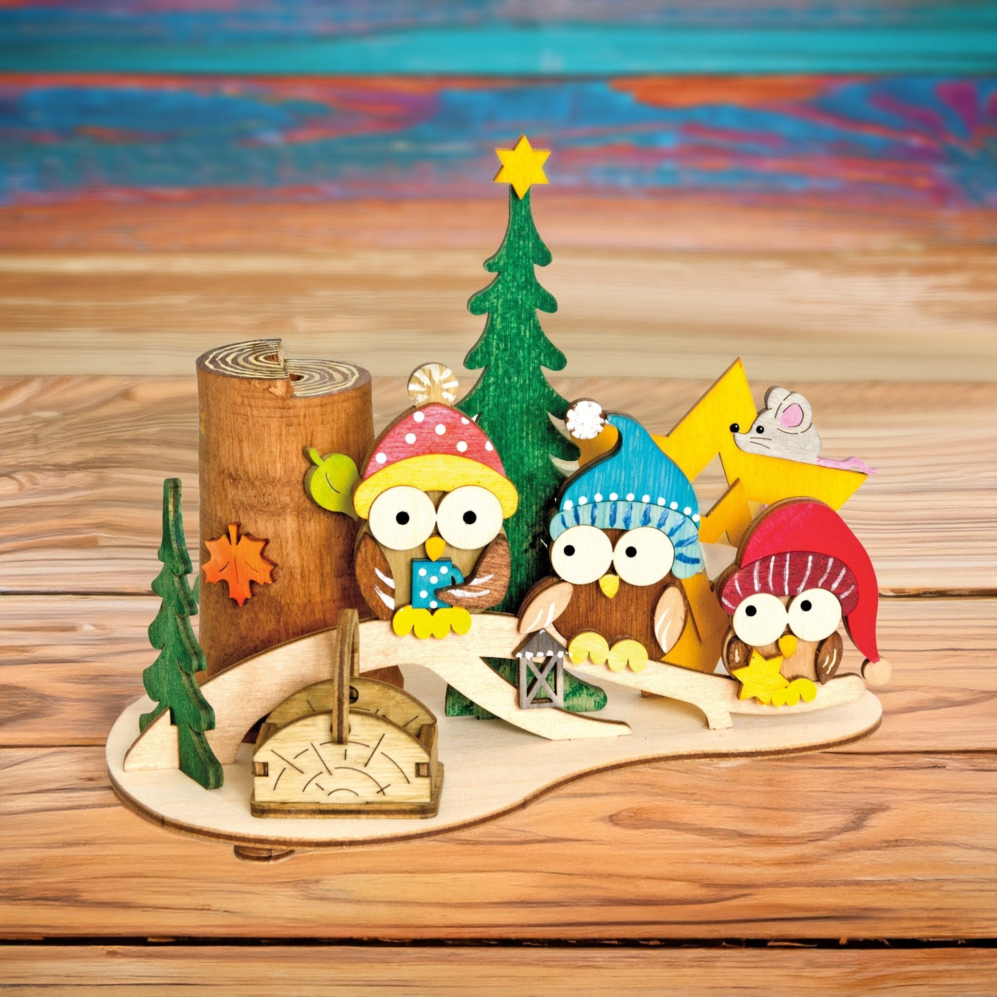 Bastelset Rauchhaus 'Eulen' - WeihnachtsladenDrechslerei Kuhnert