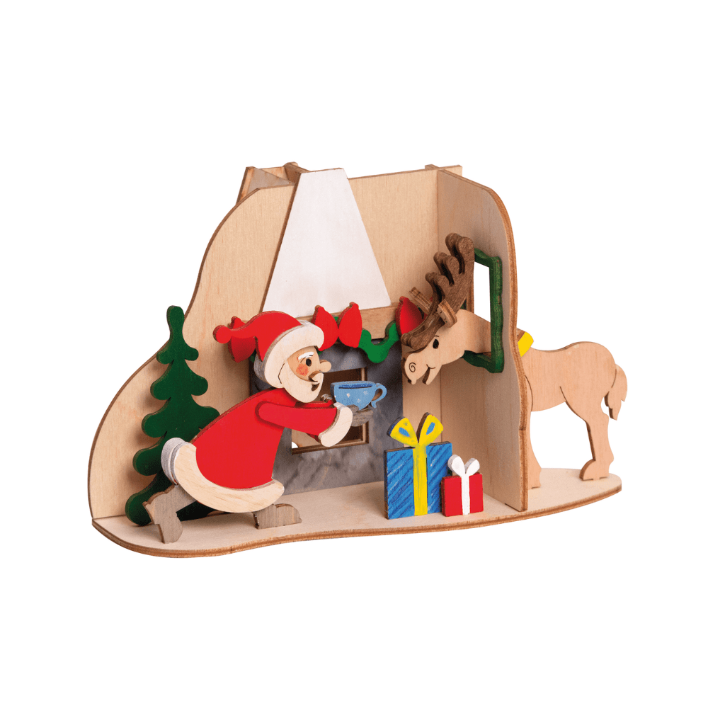 Bastelset 'Rauchhaus Weihnachtsmann mit Elch' - WeihnachtsladenDrechslerei Kuhnert