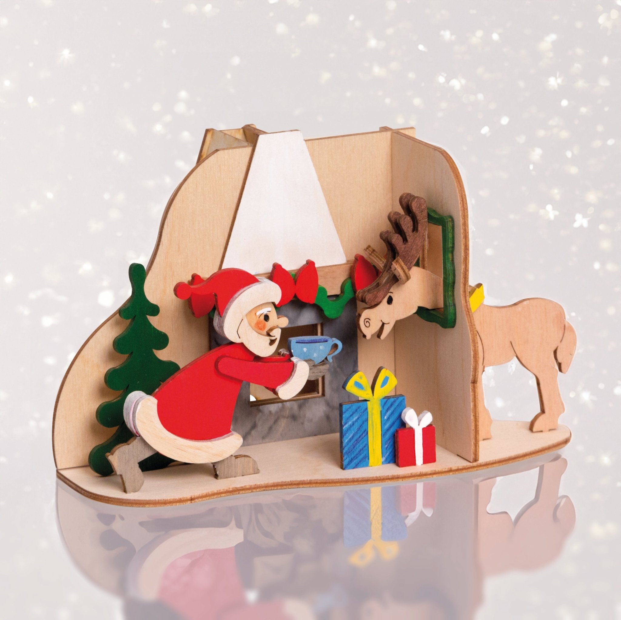 Bastelset 'Rauchhaus Weihnachtsmann mit Elch' - WeihnachtsladenDrechslerei Kuhnert