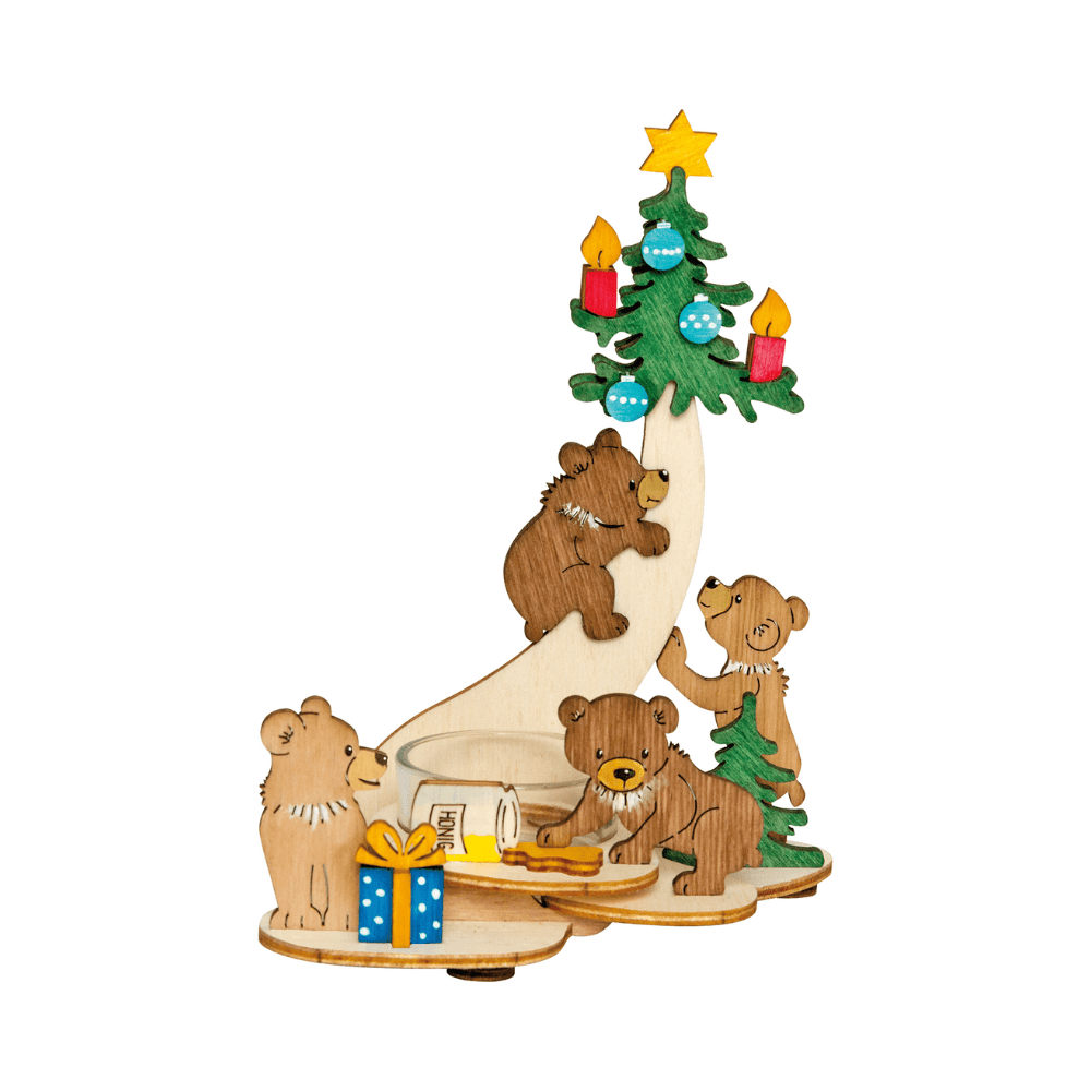 Bastelset Teelichthalter 'Bärenkinder' - WeihnachtsladenDrechslerei Kuhnert