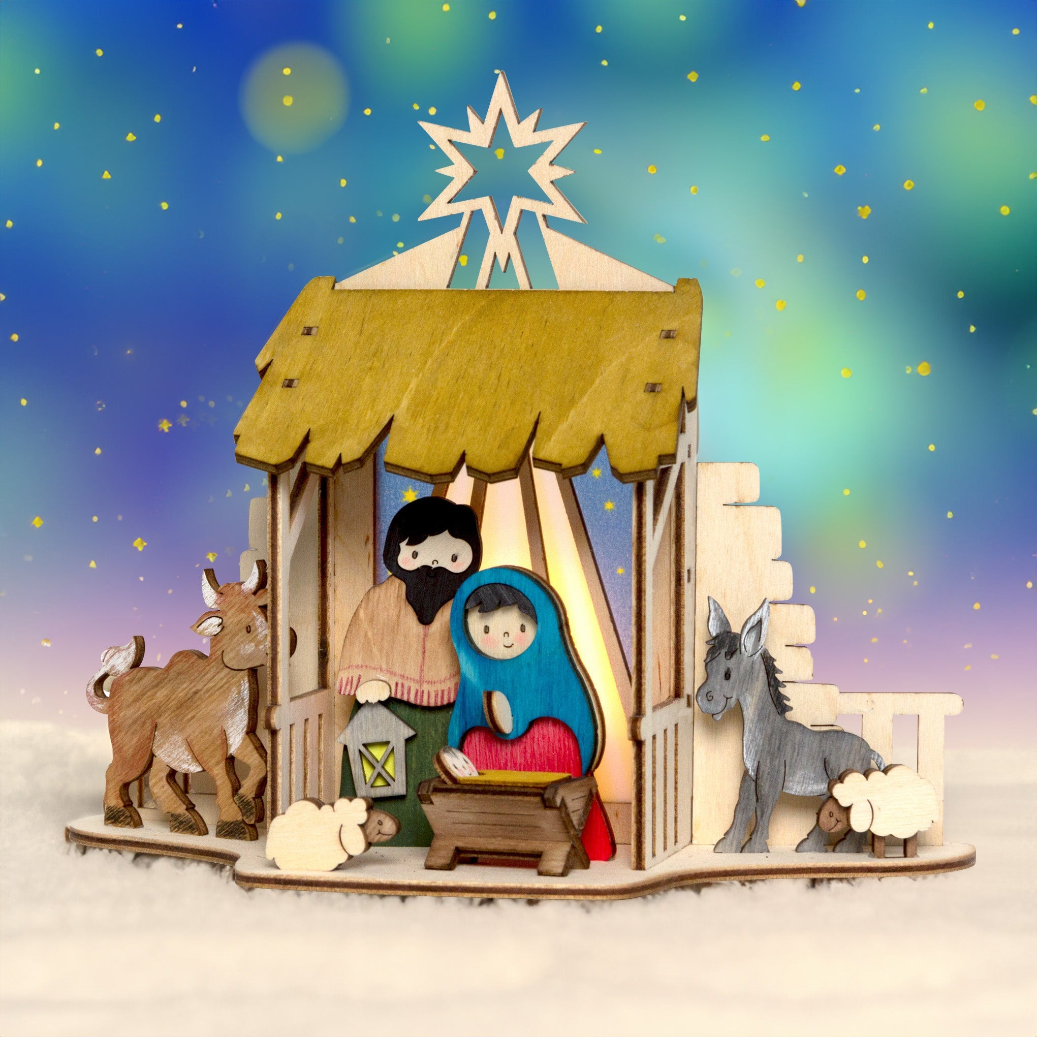 Bastelset 'Teelichthalter Krippe' - WeihnachtsladenDrechslerei Kuhnert