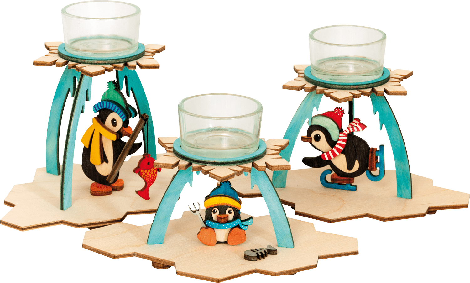 Bastelset Teelichthalter Pinguin - WeihnachtsladenDrechslerei Kuhnert