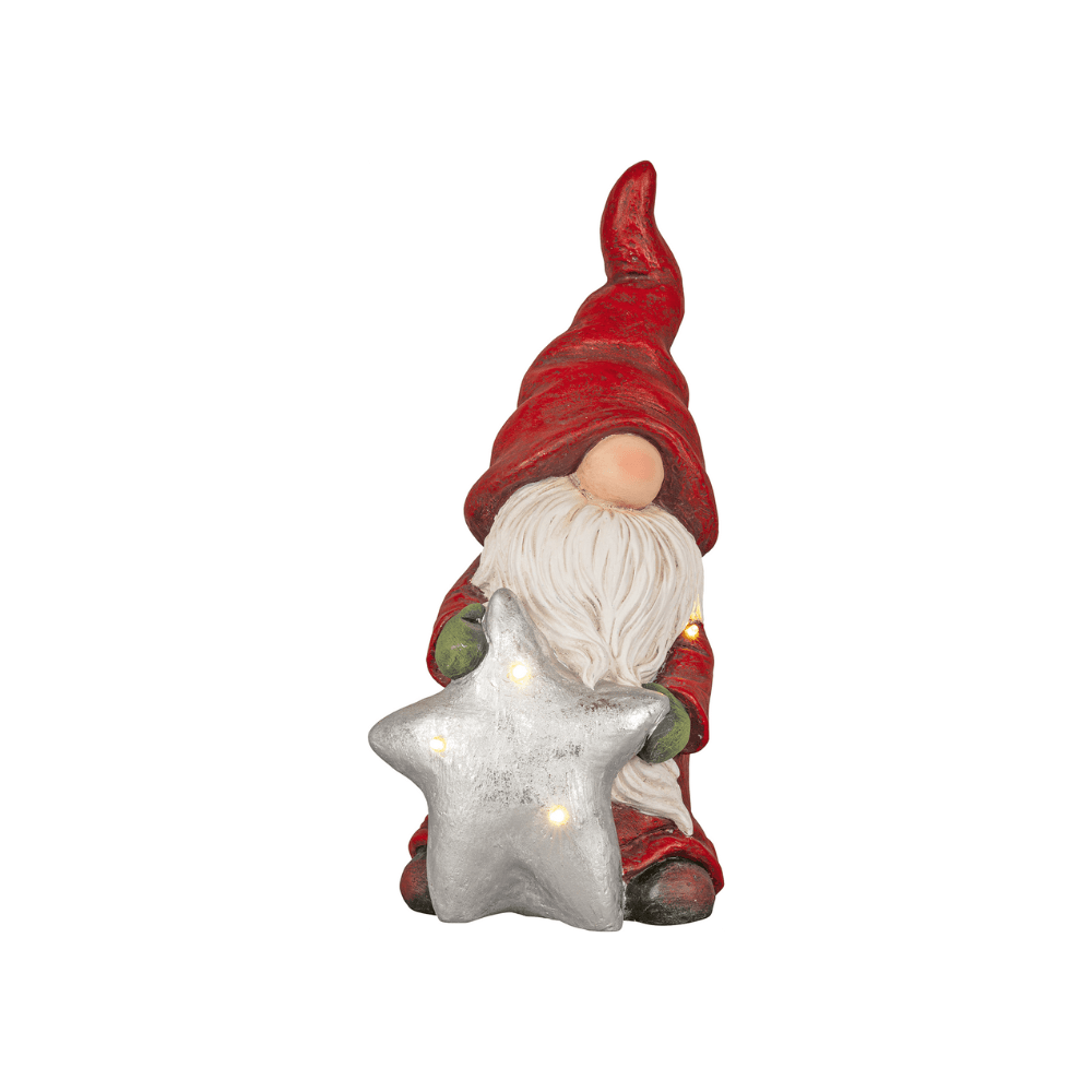Dekorativer LED - Zwerg mit Stern - WeihnachtsladenSAICO