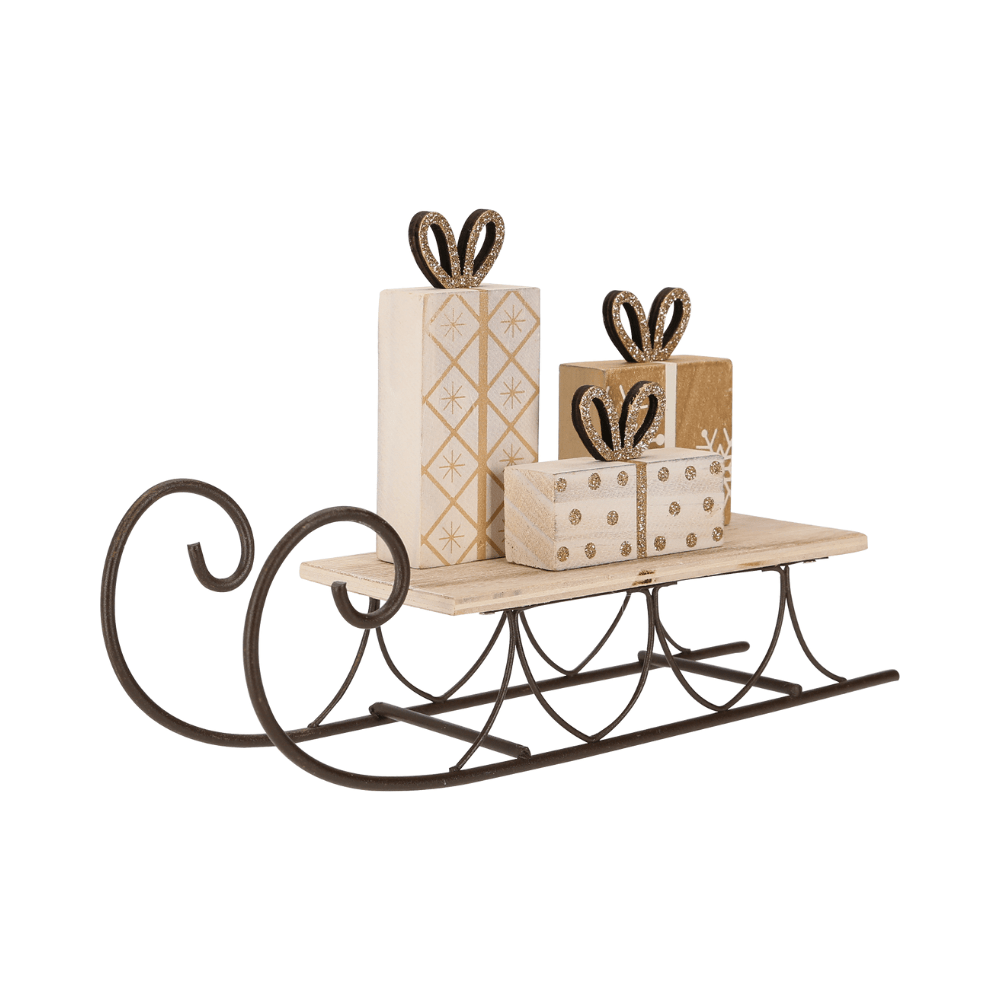 Dekorativer Metall/Holz - Schlitten - WeihnachtsladenSöllner Floristik