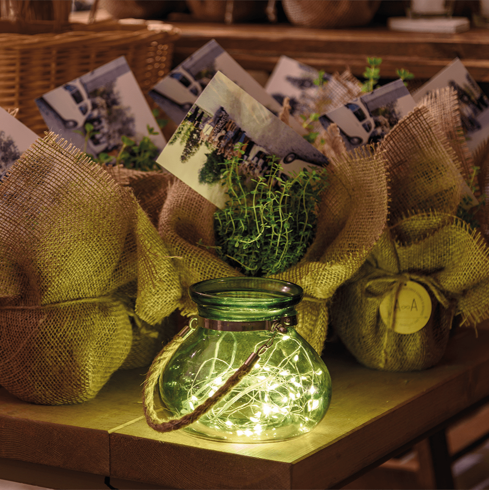 Dekoratives LED - Glas in Grün - WeihnachtsladenLotti