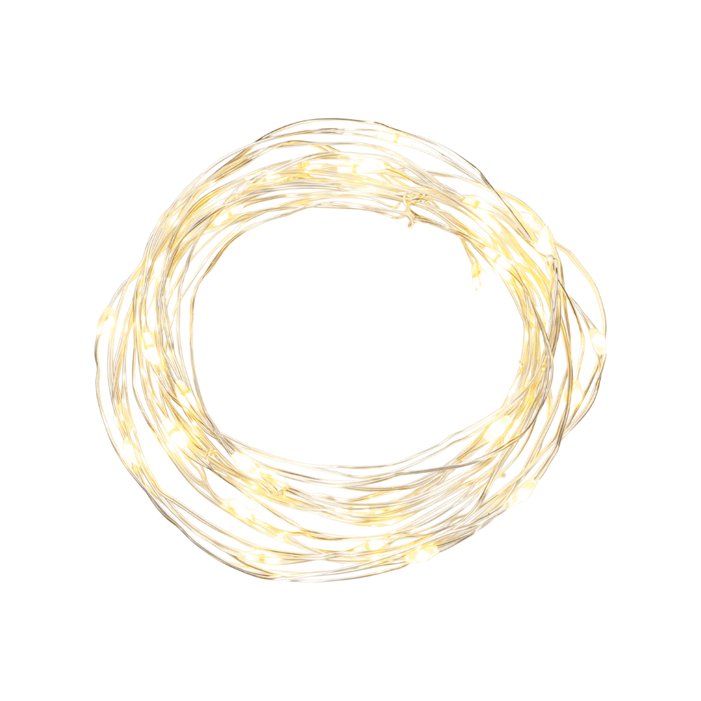 EGB Micro LED - Lichterkette 20 fl. warmweiß, Timer silberfarbener Draht, batteriebetrieben 3xAA - WeihnachtsladenEGB