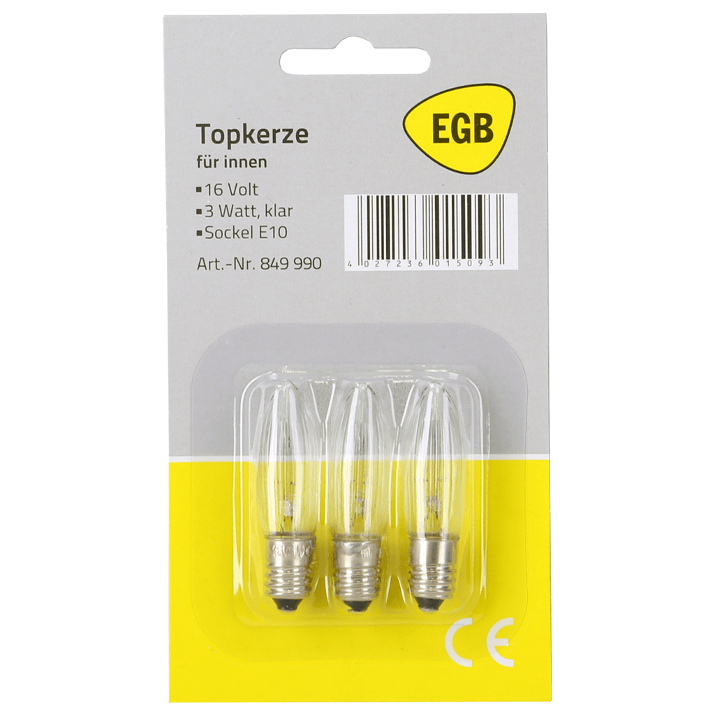 EGB Topkerzen 16V/3W E10 klar voll geriffelt - WeihnachtsladenEGB