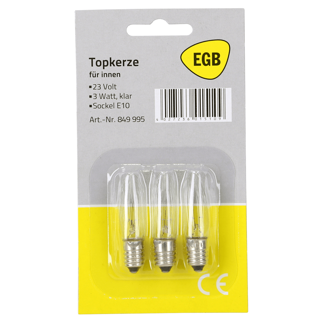 EGB Topkerzen 23V/3W E10 klar voll geriffelt - WeihnachtsladenEGB