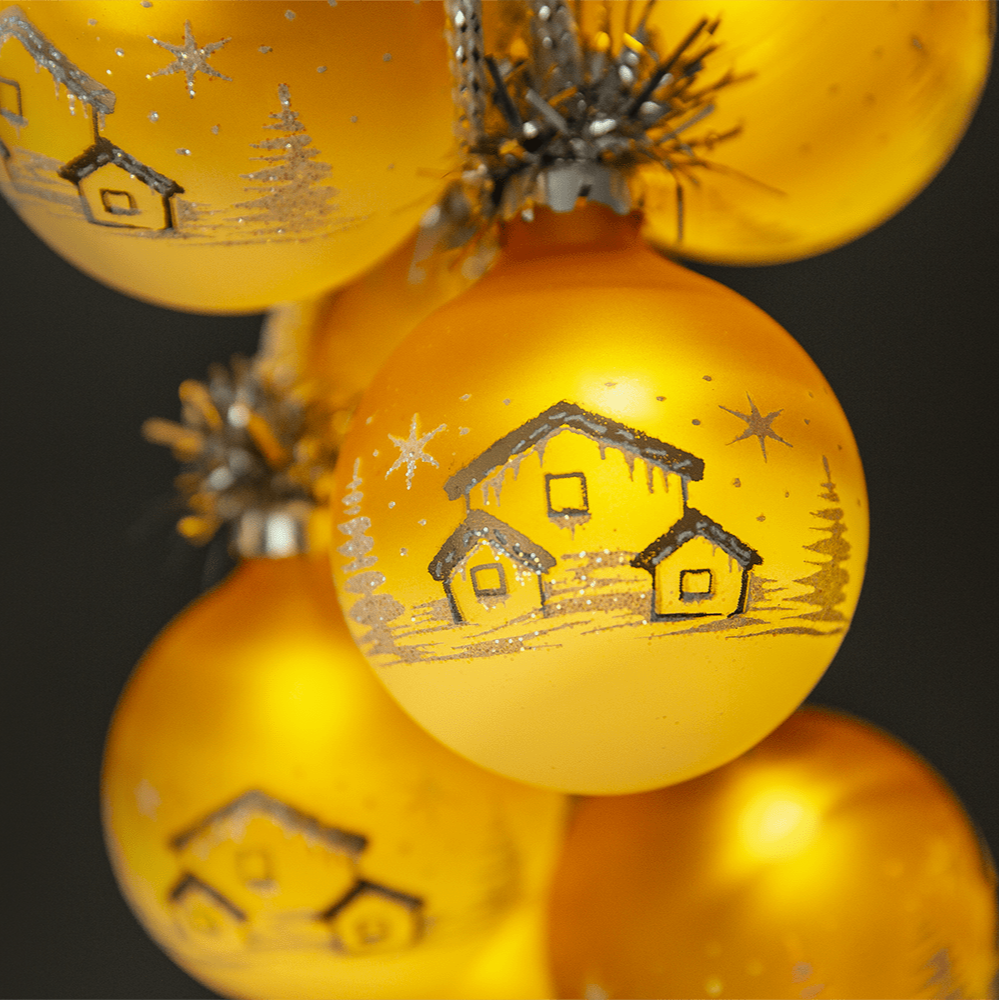 Elegantes LED - Glaskugelgehänge in warmem Orange - WeihnachtsladenHeinz HANDELSKONTOR