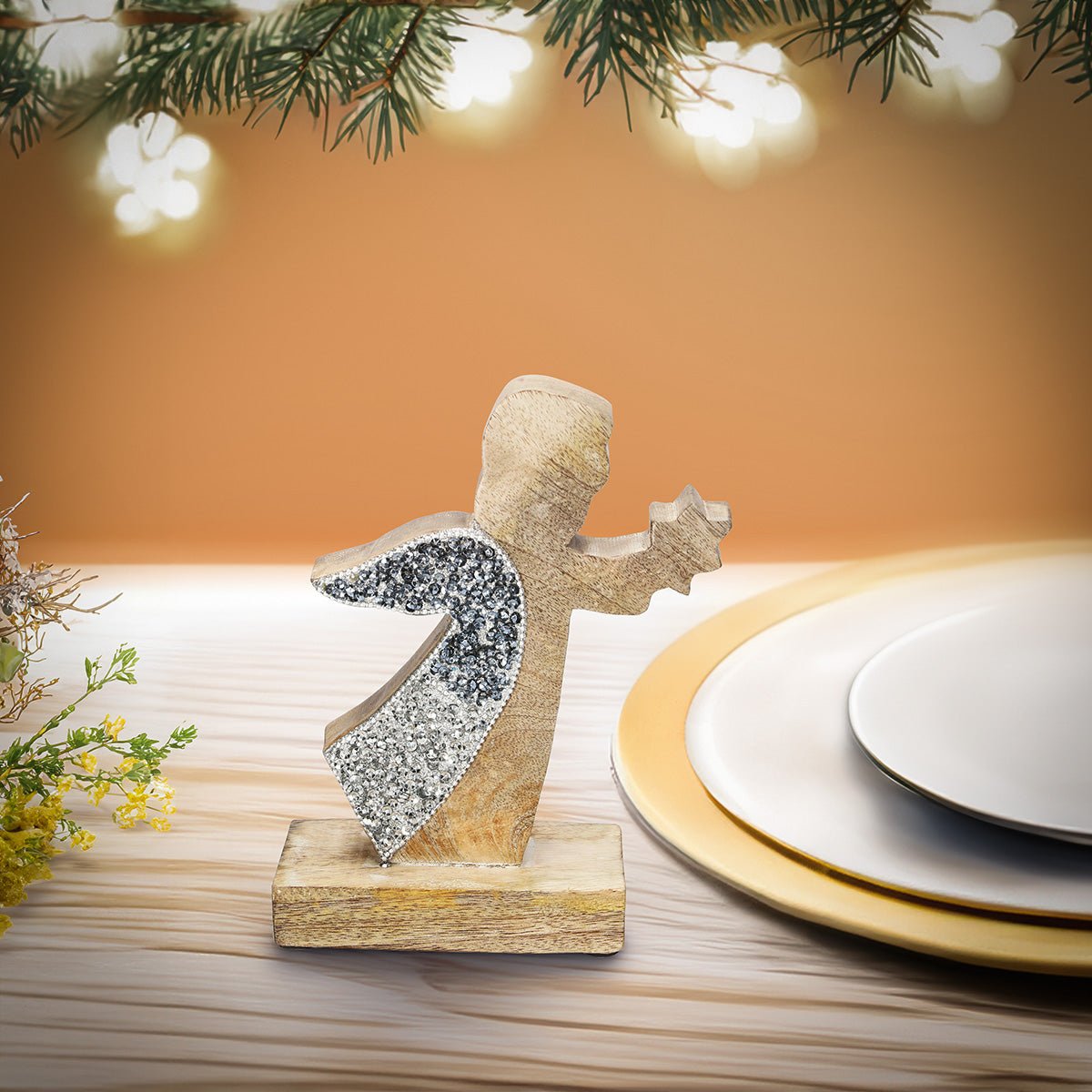 Engel mit Glitter 19,5x26cm - WeihnachtsladenRiffelmacher & Weinberger