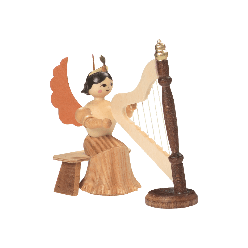 Erzgebirgischer Langrockengel mit Harfe - WeihnachtsladenDrechslerei Kuhnert