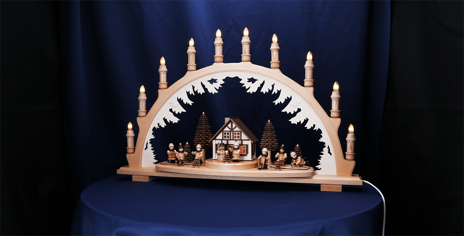 Erzgebirgischer Schwibbogen "Winterkinder" - WeihnachtsladenLenk & Sohn