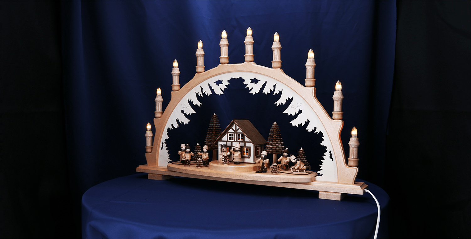 Erzgebirgischer Schwibbogen "Winterkinder" - WeihnachtsladenLenk & Sohn