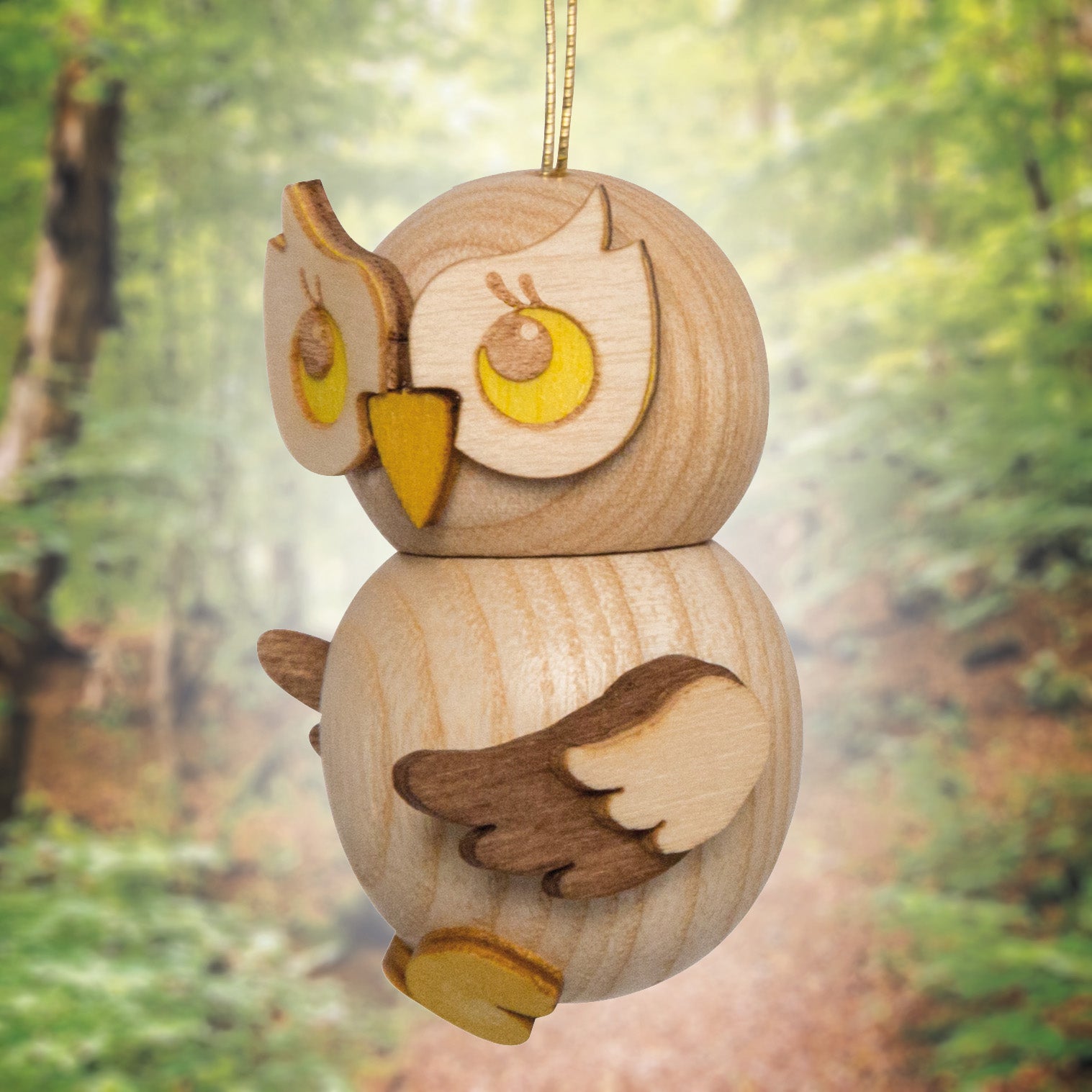 Eulenkinder 5er - Set zum Hängen - WeihnachtsladenDrechslerei Kuhnert