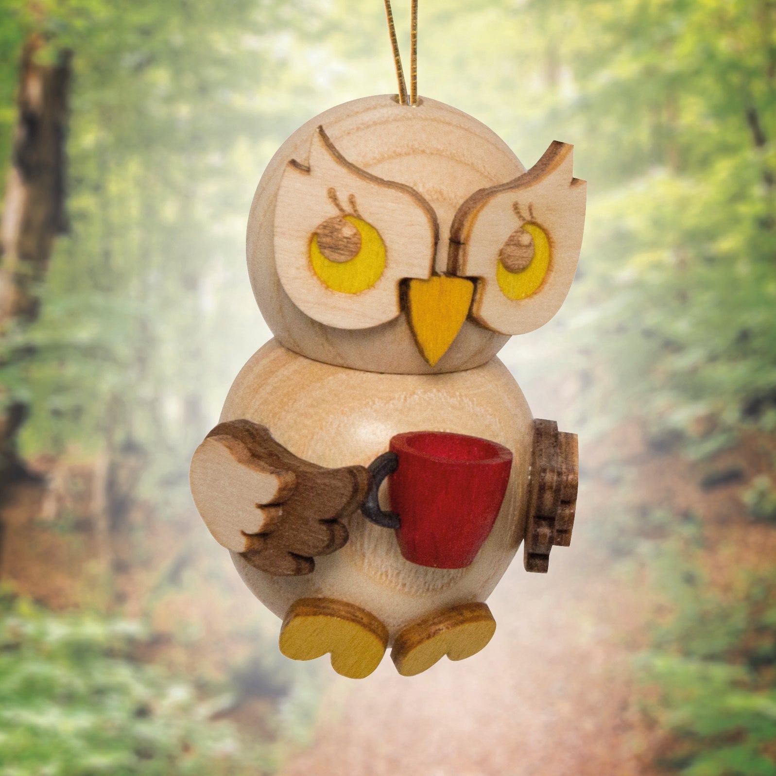 Eulenkinder 5er - Set zum Hängen - WeihnachtsladenDrechslerei Kuhnert