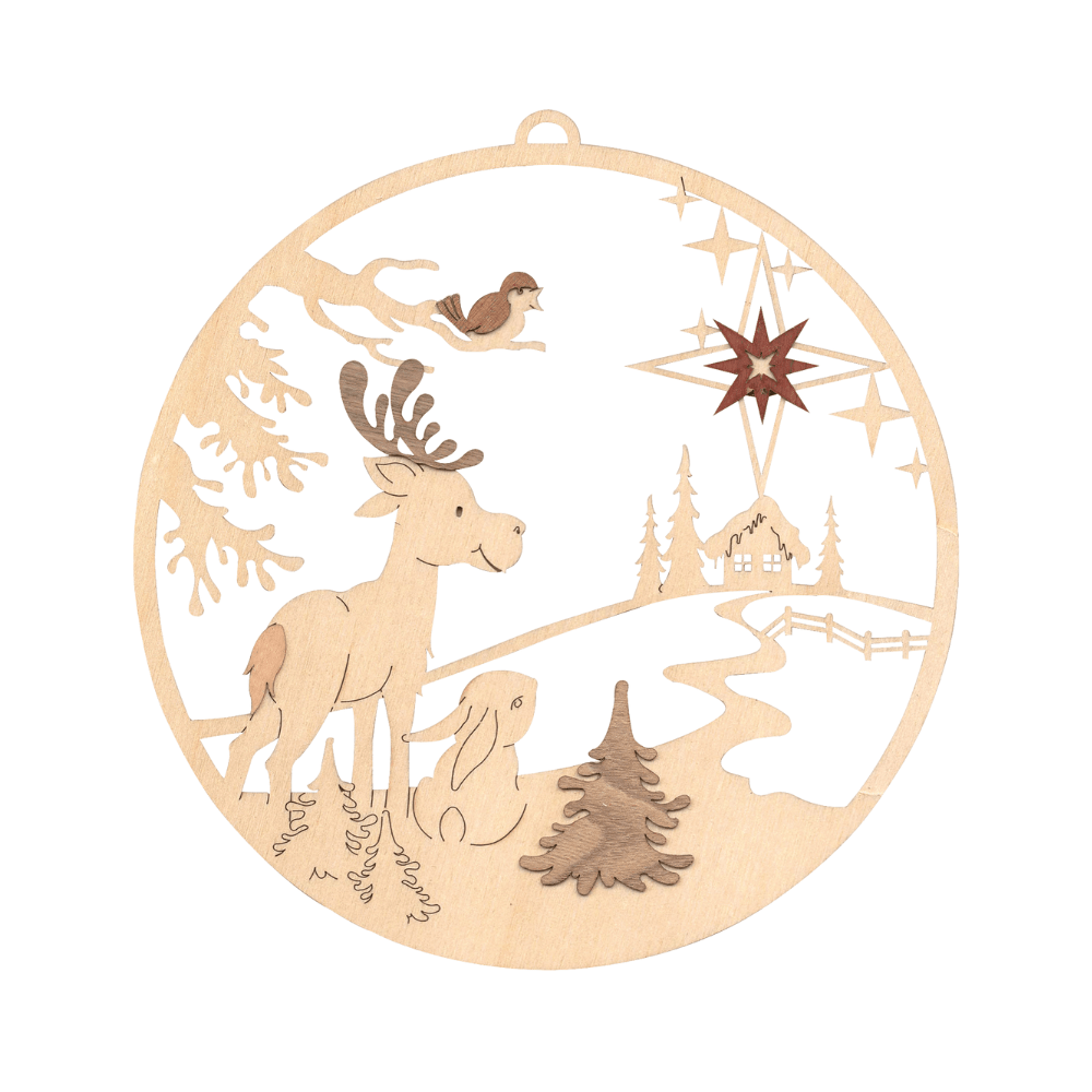Fensterbild 'Elch mit Hase' - WeihnachtsladenDrechslerei Kuhnert