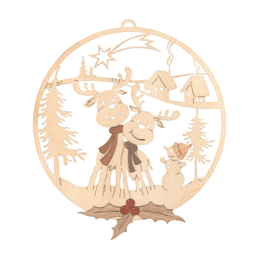 Fensterbild 'Elch mit Schneemann' - WeihnachtsladenDrechslerei Kuhnert