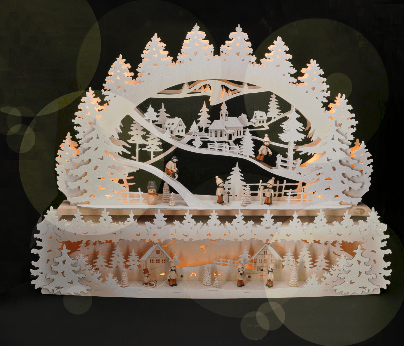 Handgefertigter Holzlichterbogen 'Wintertraum' - WeihnachtsladenSAICO