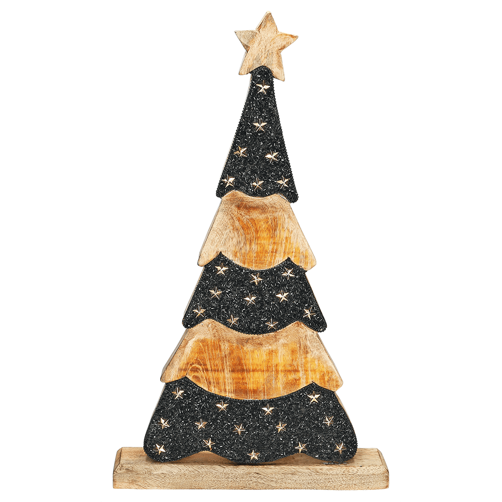 Holz - Baum schwarz - gold 31x51cm - WeihnachtsladenRiffelmacher & Weinberger