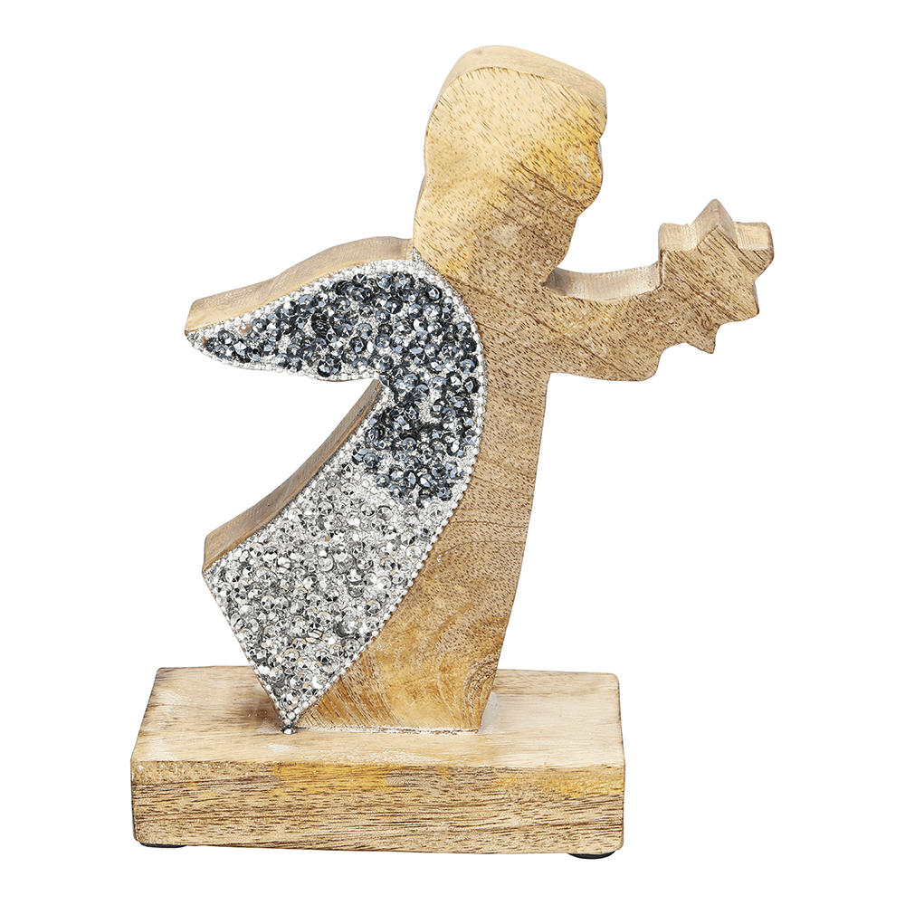 Holz - Engel mit Glitter - WeihnachtsladenRiffelmacher & Weinberger