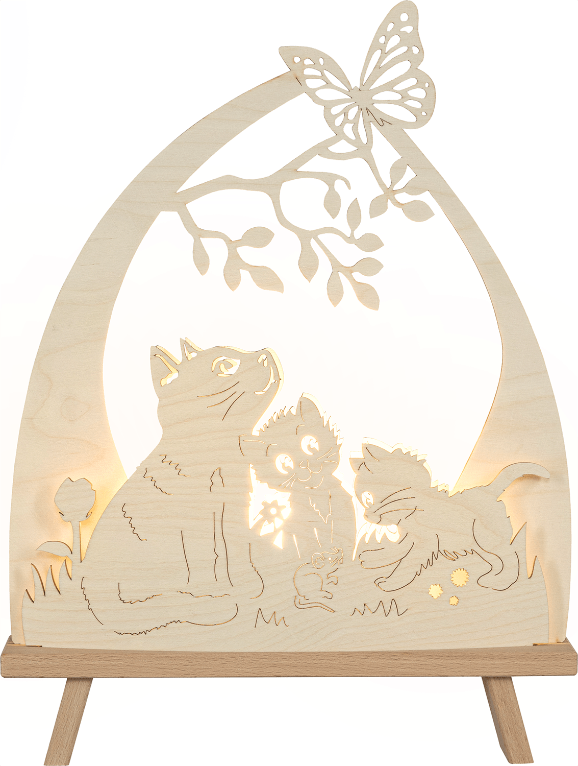 Holz - Leuchterspitze 'Katzenfreund' SL2250 - WeihnachtsladenSAICO