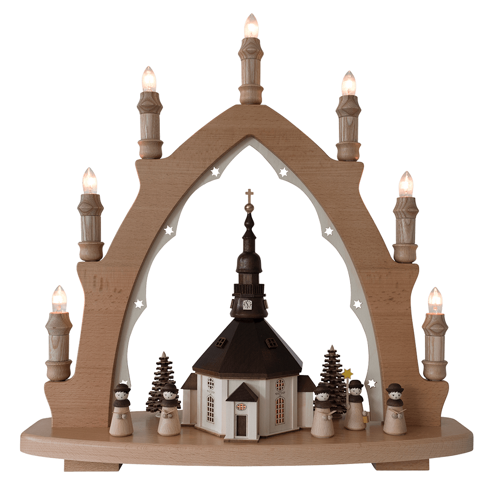 Holz - Leuchterturm "Seiffener Kirche" - WeihnachtsladenLenk & Sohn