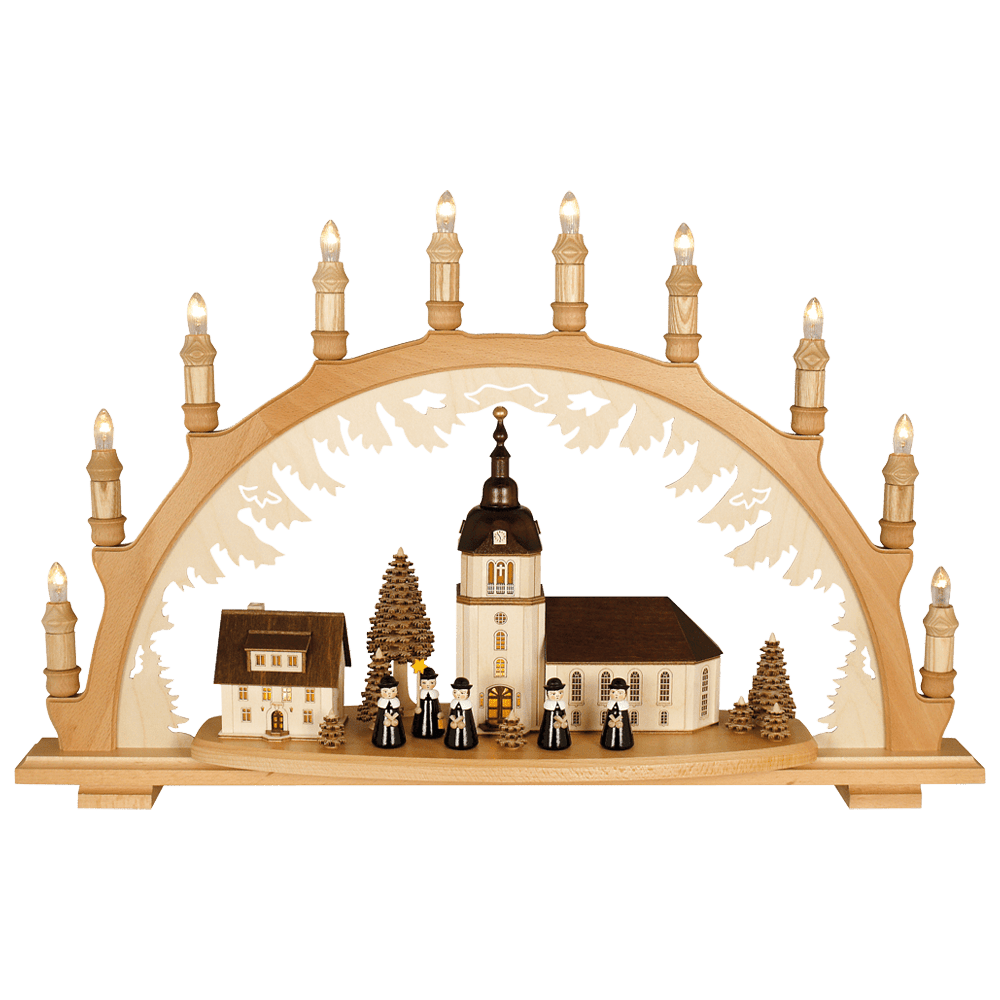 Holz - Schwibbogen 'Dorfkirche' - WeihnachtsladenLenk & Sohn