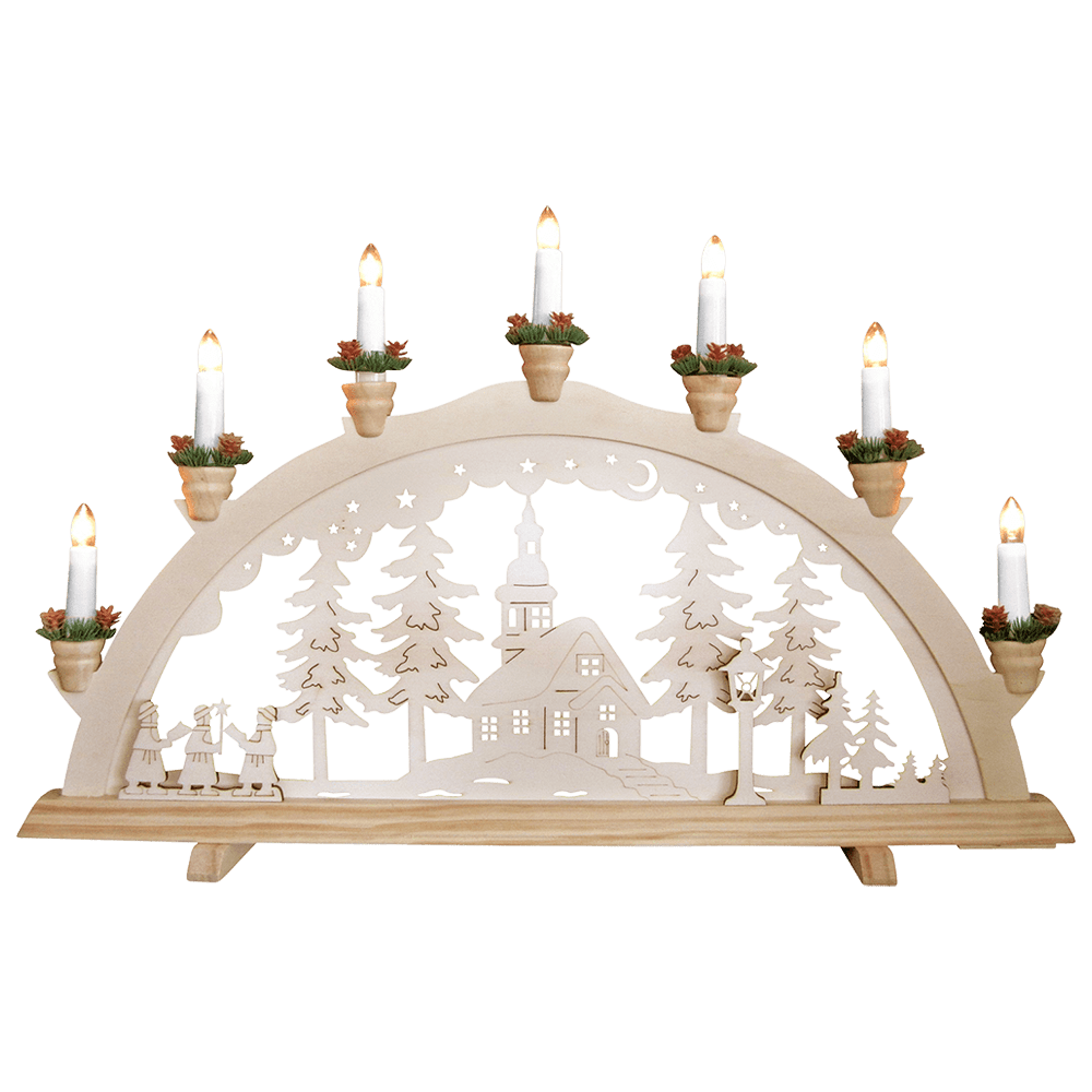 Holz - Schwibbogen 'Waldkirche' - WeihnachtsladenHeinz HANDELSKONTOR