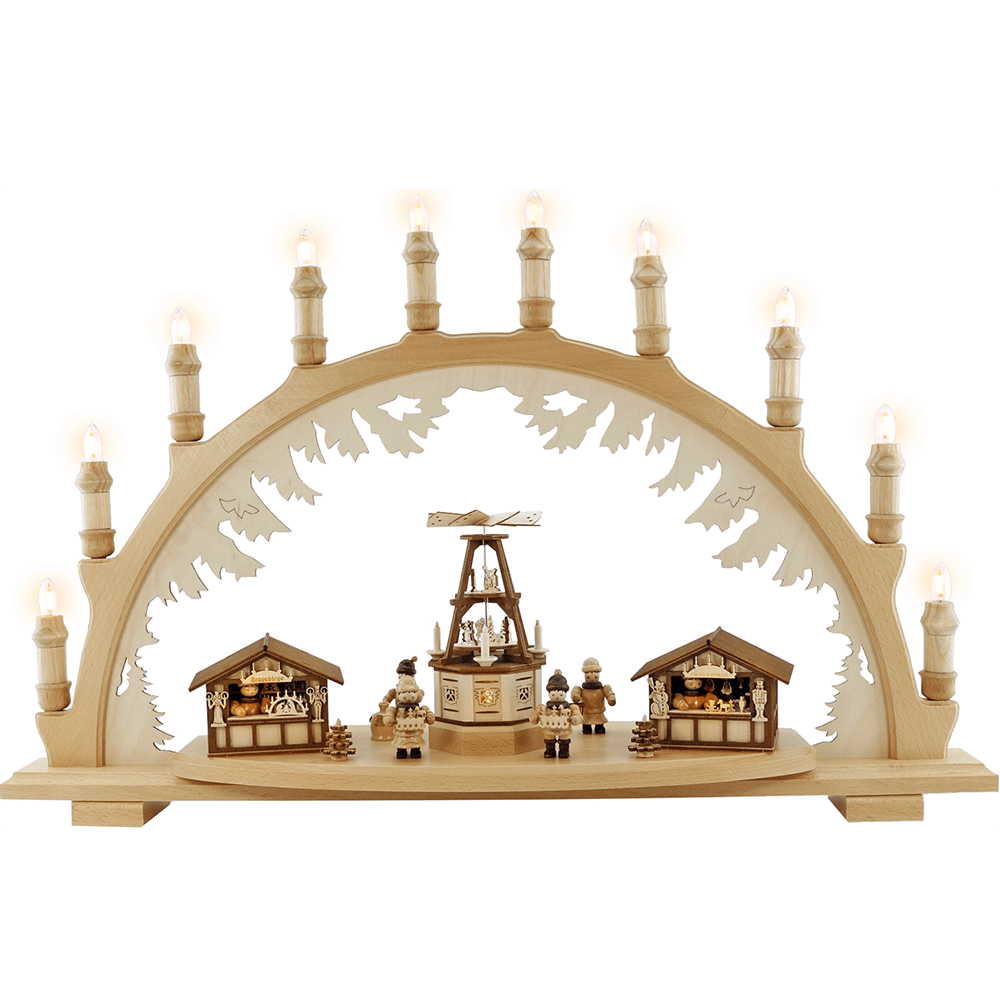 Holz - Schwibbogen "Weihnachtsmarkt" - WeihnachtsladenLenk & Sohn