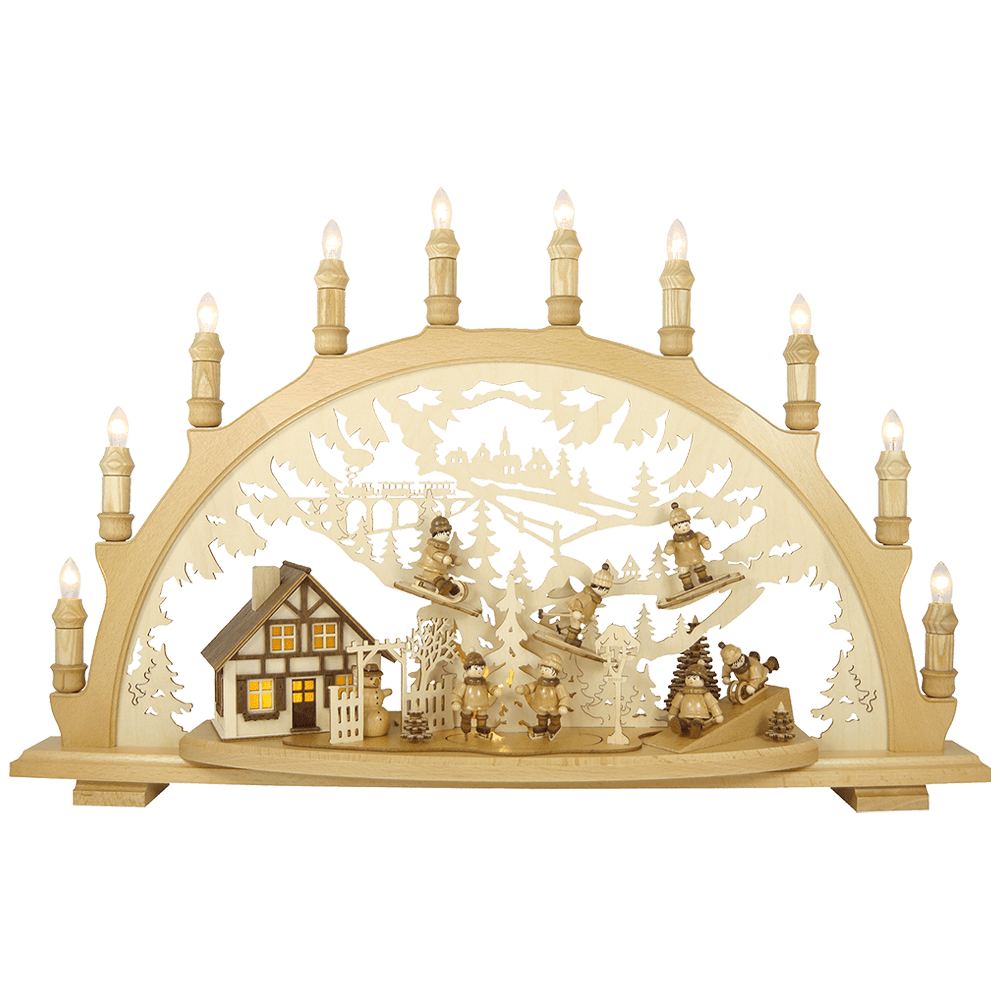 Holz - Schwibbogen "Winterkinder" - WeihnachtsladenLenk & Sohn