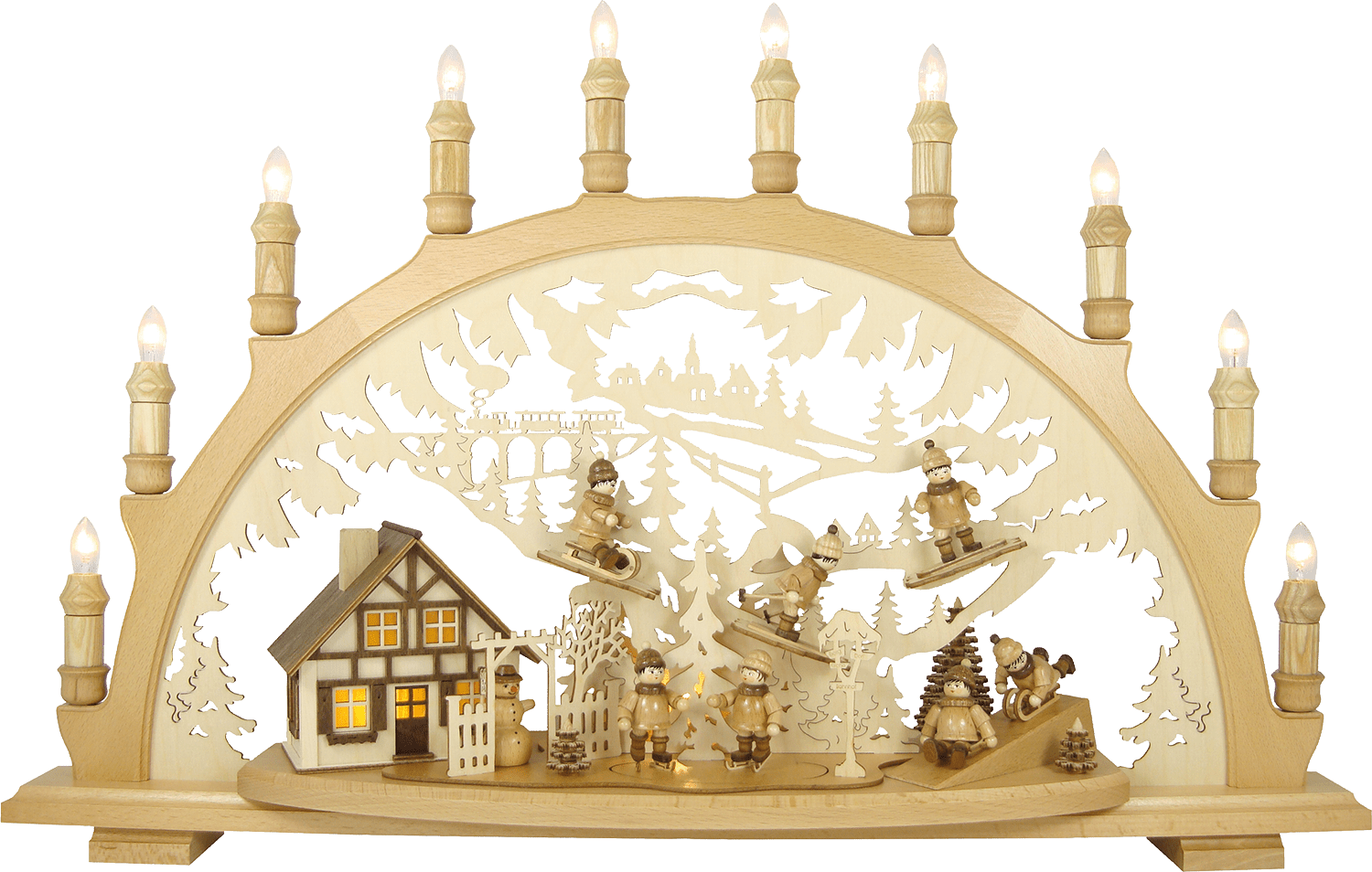 Holz - Schwibbogen "Winterkinder" - WeihnachtsladenLenk & Sohn