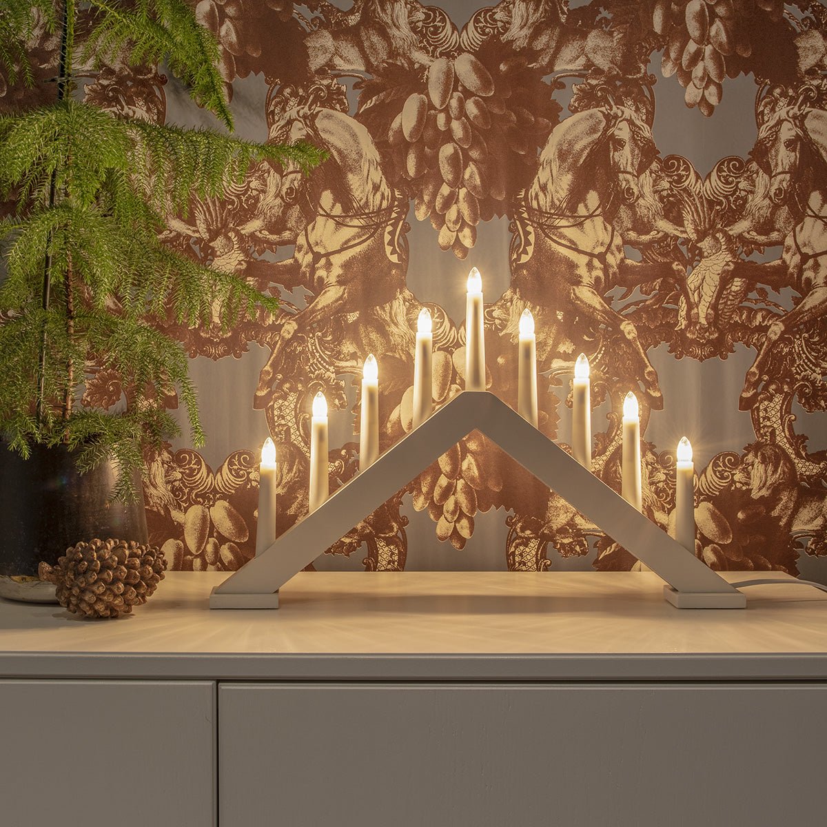 Holzleuchter 9 flg. mattweiß - WeihnachtsladenKonstsmide