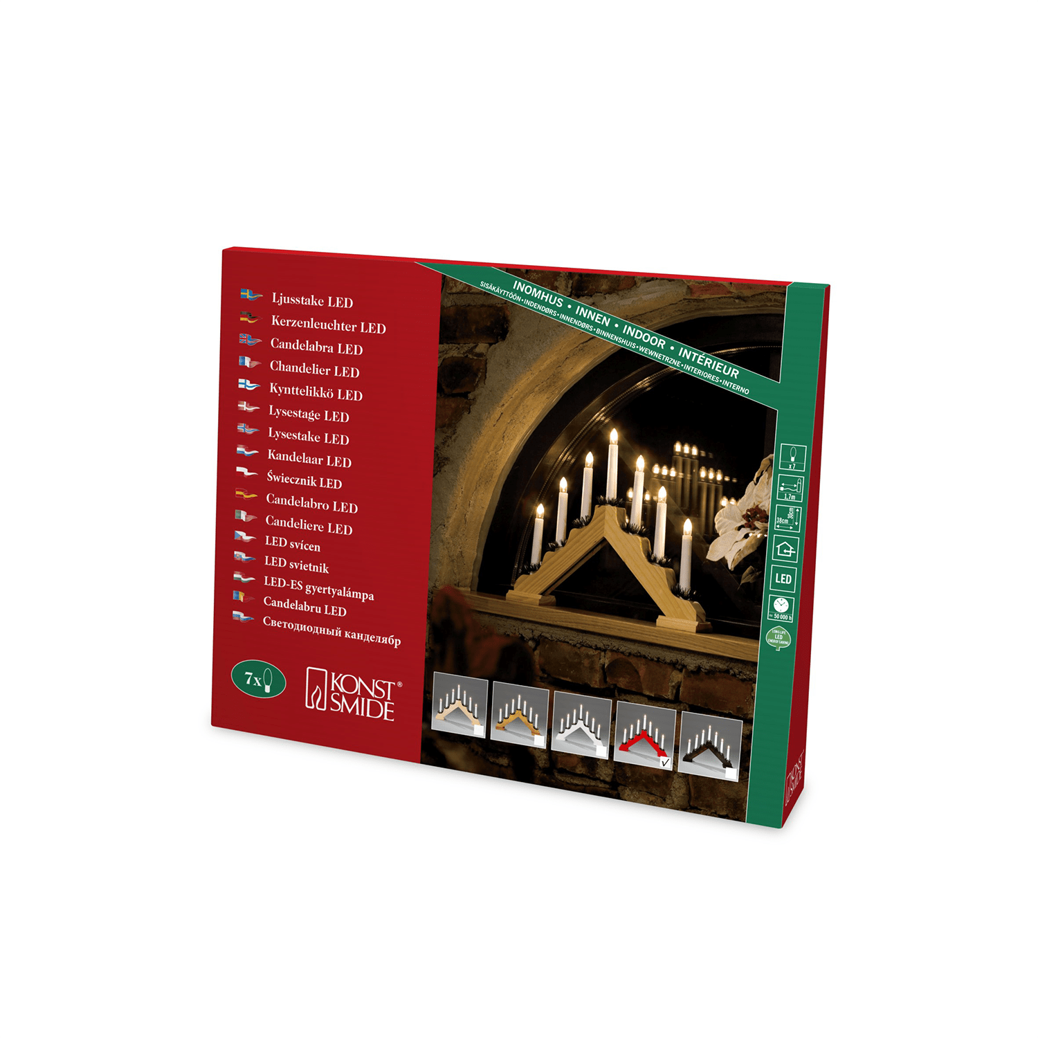 Holzleuchter rot lackiert - WeihnachtsladenKonstsmide