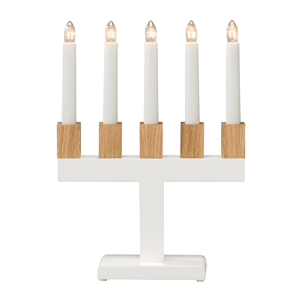 Holzleuchter weiß/eiche 2558 - 201 - WeihnachtsladenKonstsmide