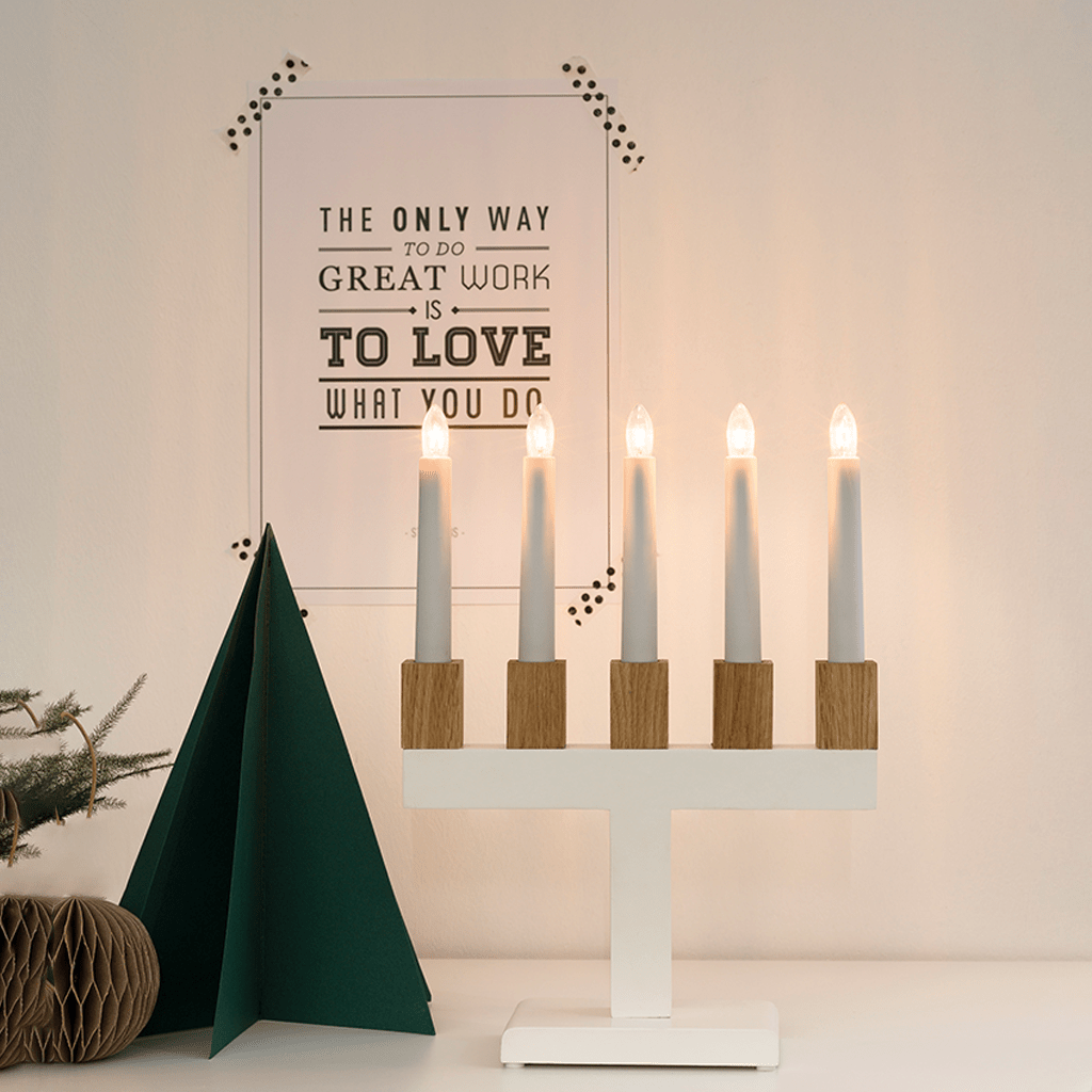 Holzleuchter weiß/eiche - WeihnachtsladenKonstsmide