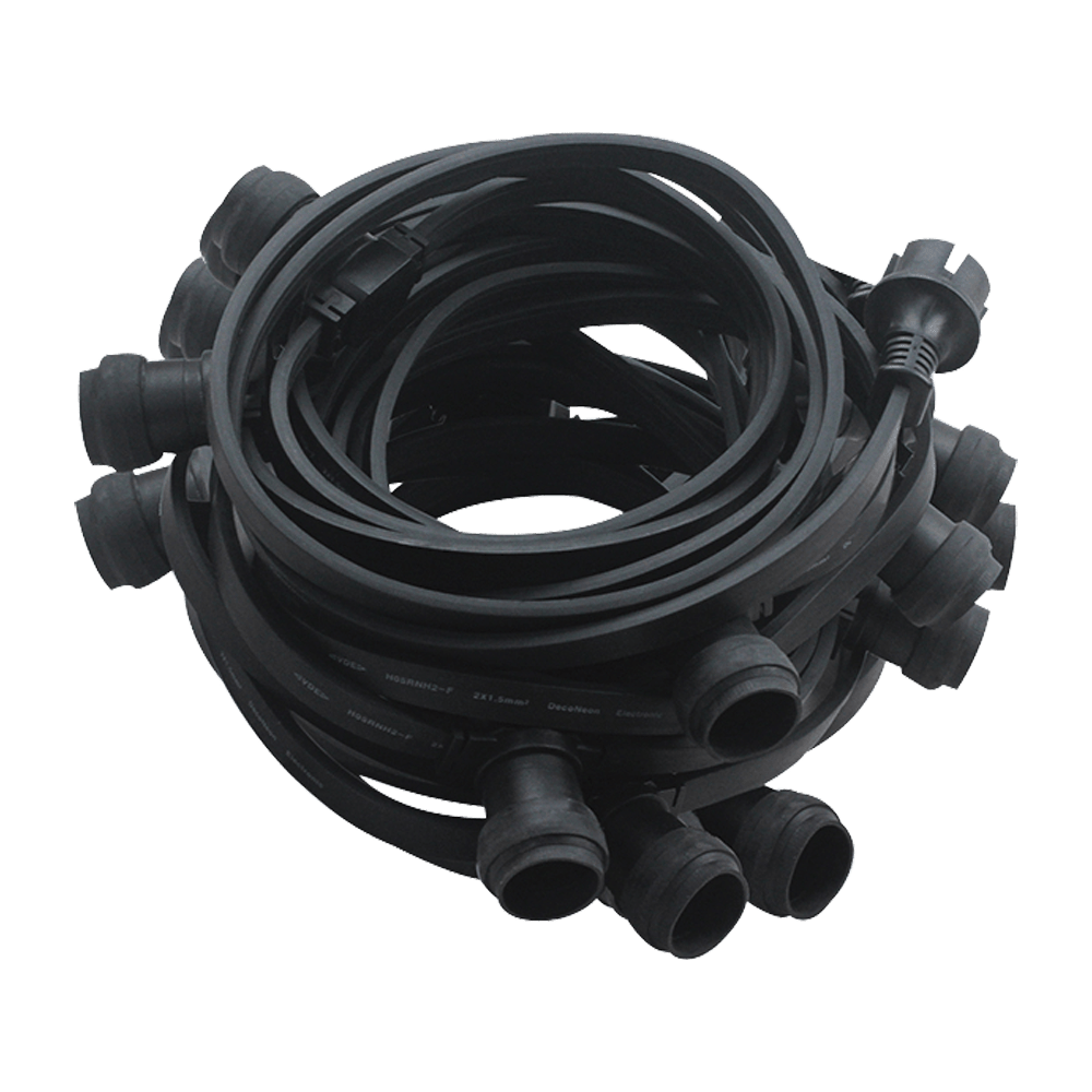 Illu - Lichterkette schwarz, 40 Fassungen, 20m, verlängerbar - WeihnachtsladenLEDmaxx