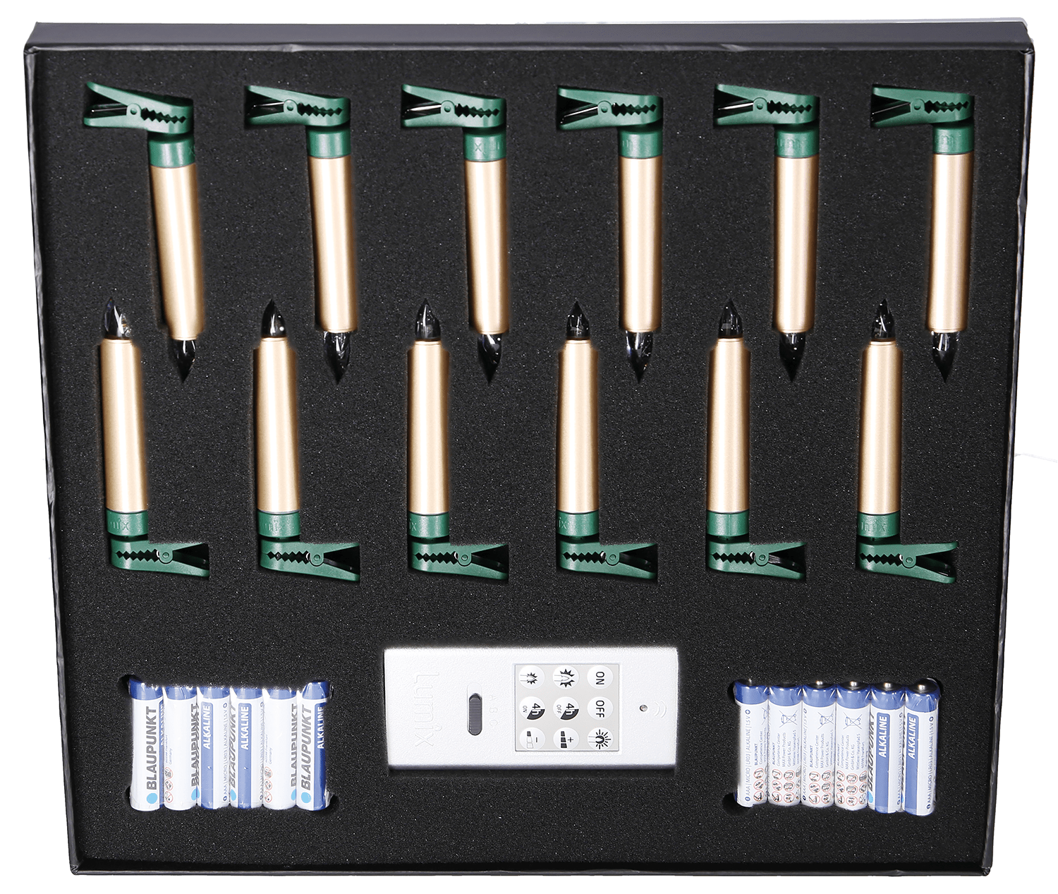 Kabellose LED - Kerzen 'Lumix Superlight Mini' gold 12er - Set - WeihnachtsladenKRINNER