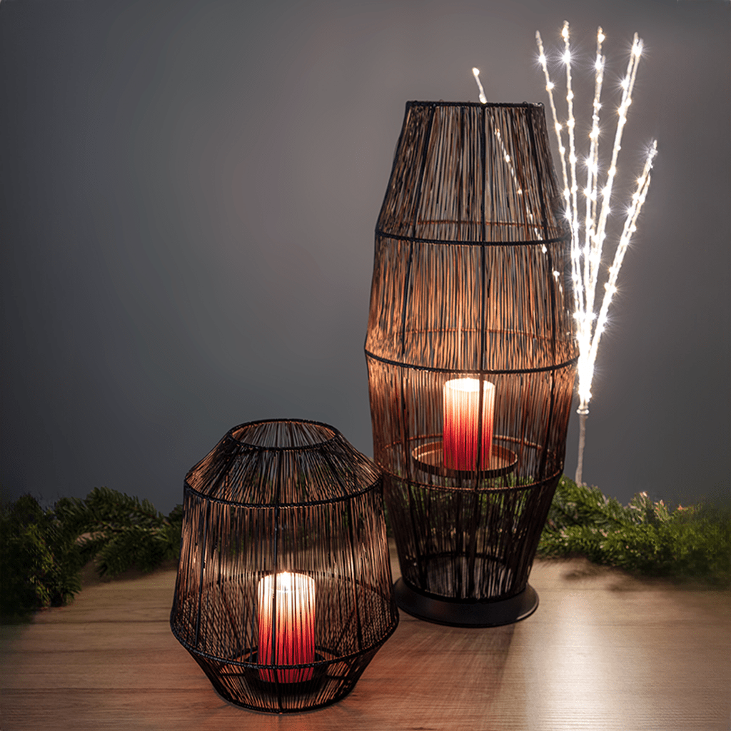 Laterne schwarz/gold 60cm - WeihnachtsladenSöllner Floristik