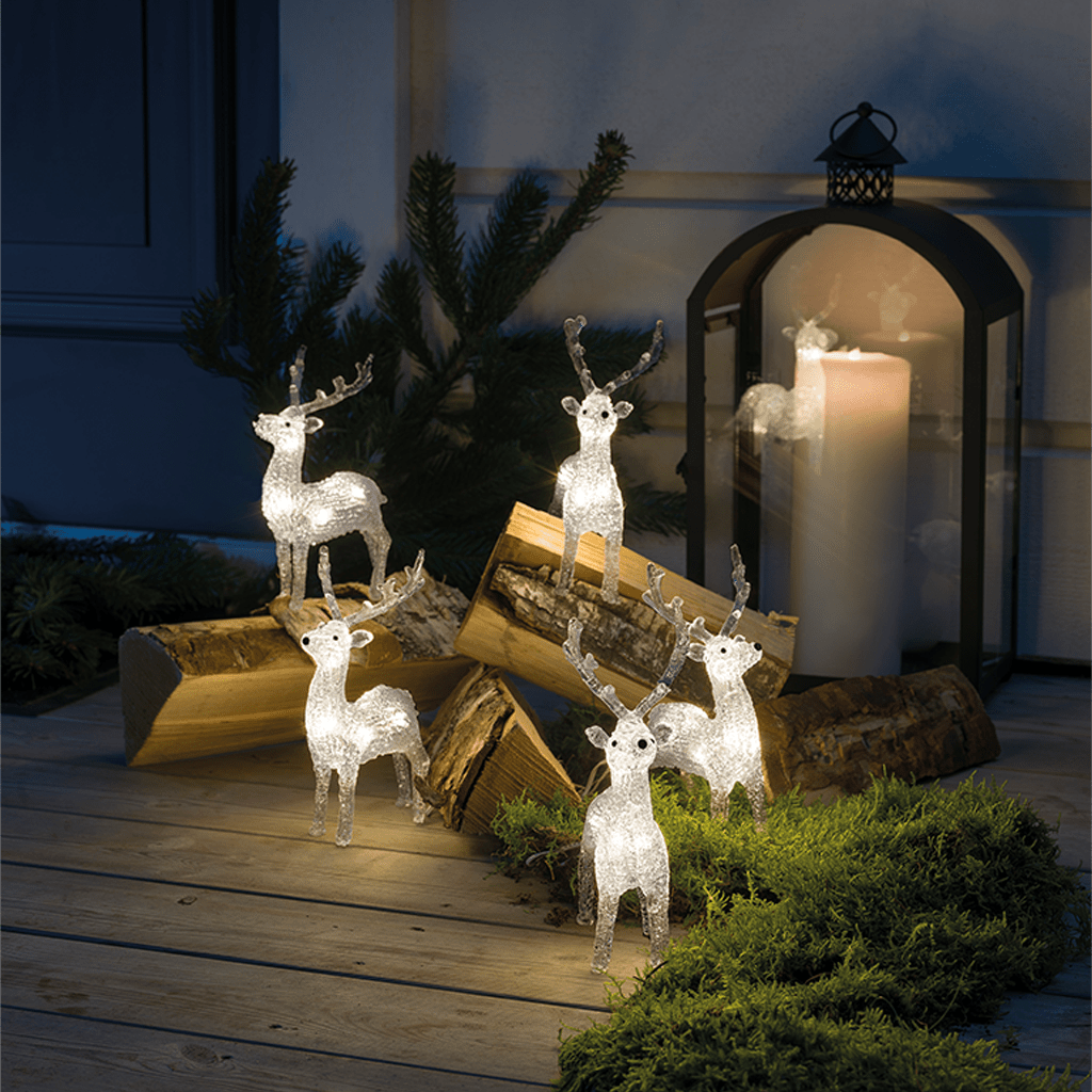 LED Acryl Rentiere 5er - Set 40 ww LED außen - WeihnachtsladenKonstsmide