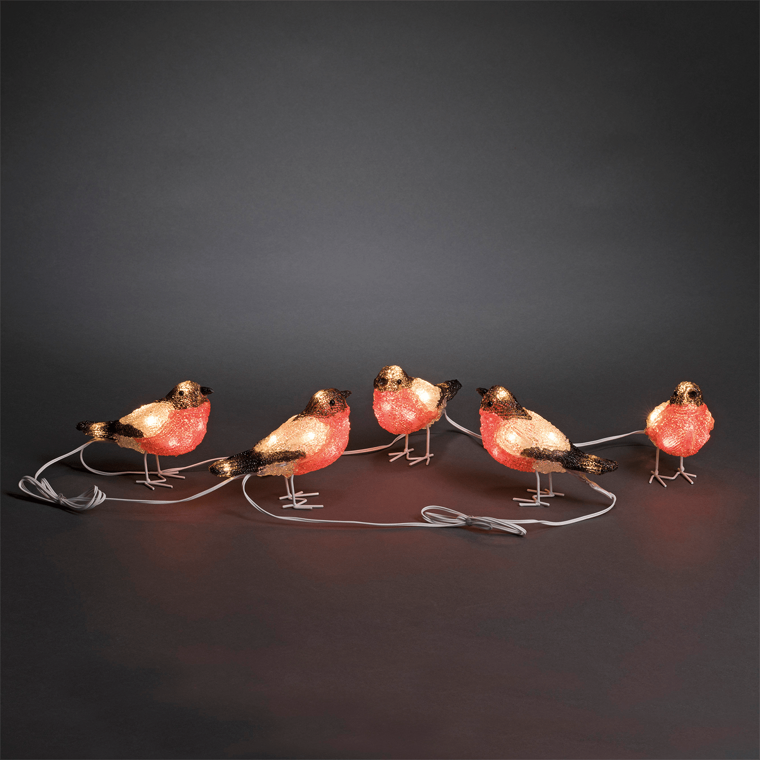 LED Acryl Rotkehlchen 5er - Set - WeihnachtsladenKonstsmide