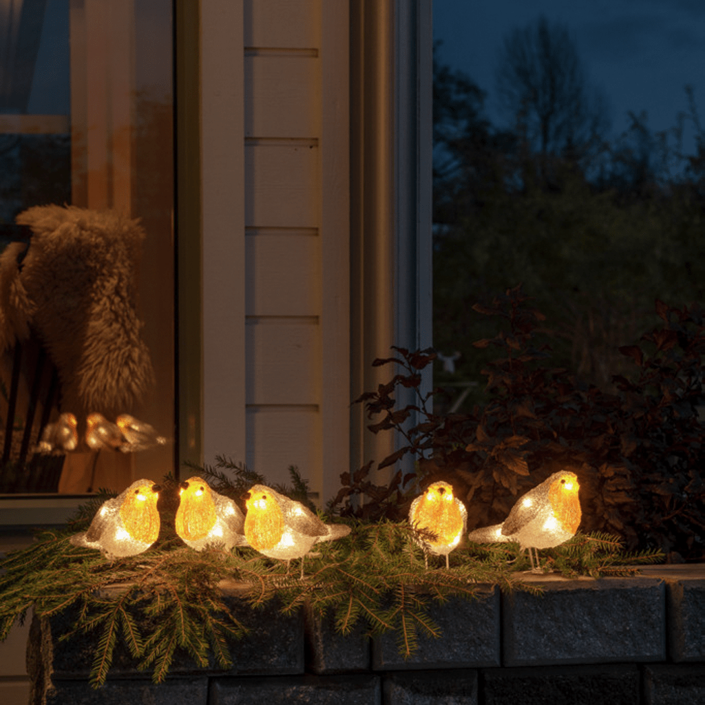 LED Acryl Rotkehlchen 5er - Set 40 ww LED - WeihnachtsladenKonstsmide