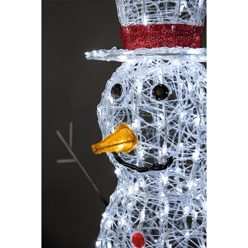LED Acryl Schneemann Figur | 150cm mit 7 Lichtereffekten und Timer Funktion - WeihnachtsladenLotti