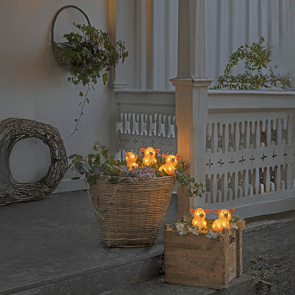 LED Acryl Schweine 5er - Set 40 ww LED außen - WeihnachtsladenKonstsmide